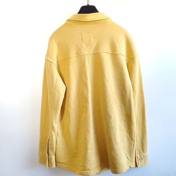 New AVEC LES FILLES French Terry Pigment Dyed Mustard Cotton Blend Shacket Sz M - Picture 10 of 13